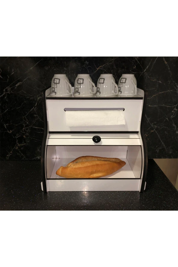 adımshops Ekmeklik New Bread Box,havlu Peçetelik(saklama Gözlü, Baharatlık Rafı, Dekoratif Demonte - 2