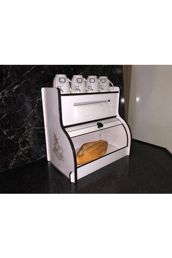 adımshops Ekmeklik New Bread Box,havlu Peçetelik(saklama Gözlü, Baharatlık Rafı, Dekoratif Demonte - 3