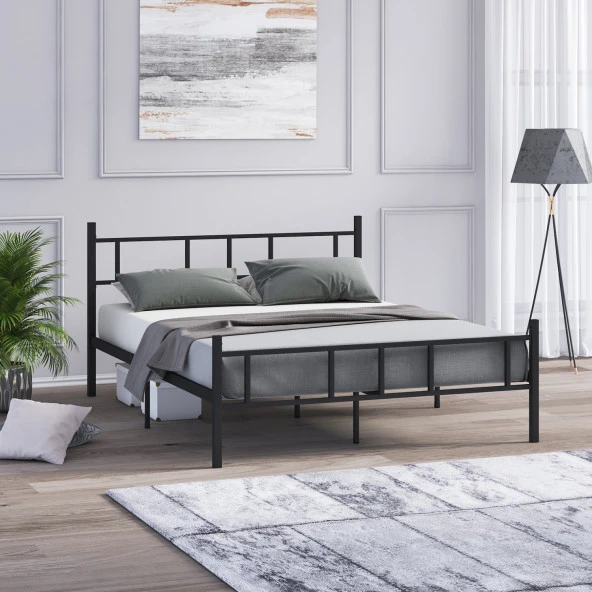 Mobpazar Metal Karyola, Akın Metal Karyola, 120x200 cm Siyah, Ferforje Karyola