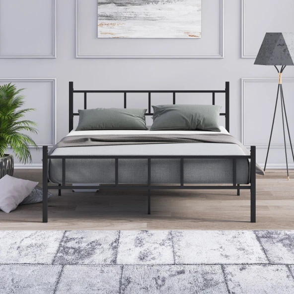 Mobpazar Metal Karyola, Akın Metal Karyola, 160x200 cm Siyah, Ferforje Karyola - 2