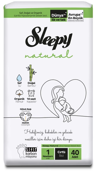 Sleepy Natural 1 Numara Yenidoğan 40'lı Bebek Bezi