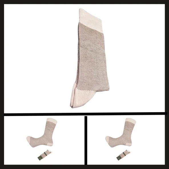 Uyguna-Yakala Bej 17104-r8 Tumaniş Bambu Erkek Çorabı-RAP.223 ürün görseli