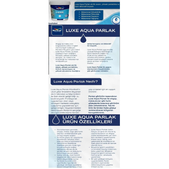 MARSHALL LUXE AQUA PARLAK SU BAZLI BOYA 2,5 L - 3