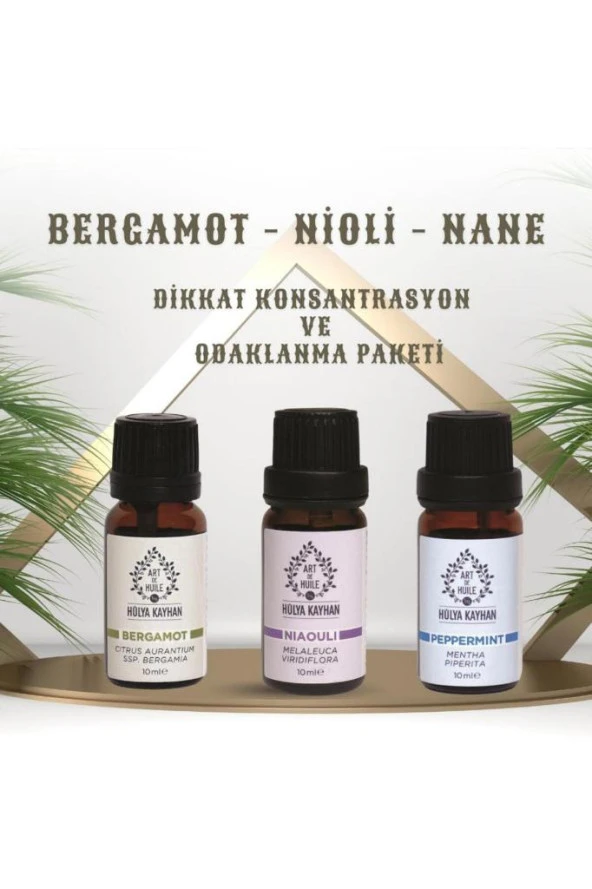 By Hülya Kayhan Dikkat Konsantrasyon Paketi 3'lü Paket Bergamot-nioli-nane