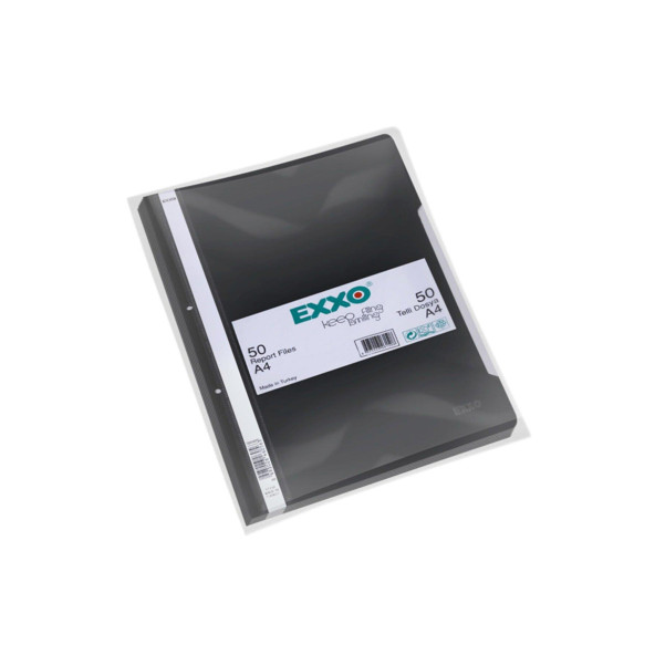 Exxo Telli Dosya Plastik A4 Siyah Telli Dosya (50 Li Paket)