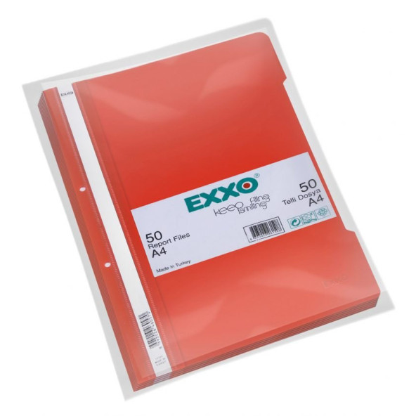 Exxo Telli Dosya Plastik A4 KIRMIZI TT145 (50 Li Paket)