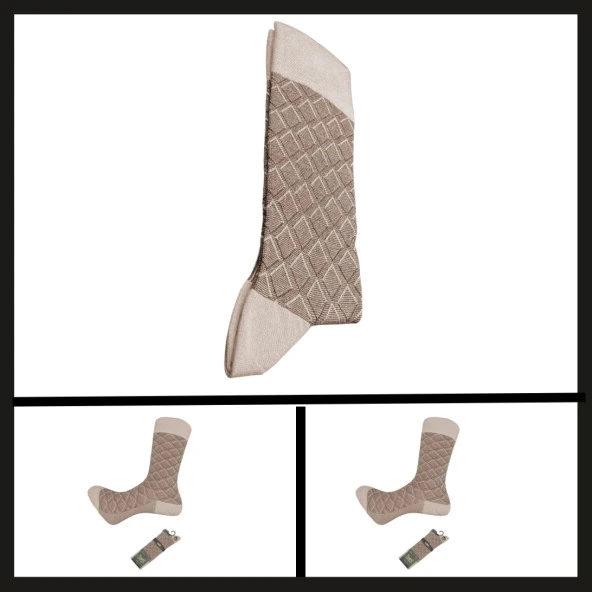 Uyguna-Yakala  Bej 17005-r1 G.poti Bambu Erkek Çorabı-RAP.185 ürün görseli