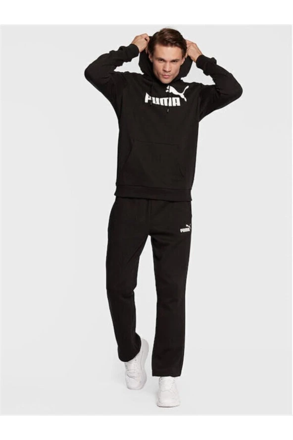 Puma Ess Big Logo Hoodie - Erkek Siyah Kapüşonlu Sweatshirt - 586688 01