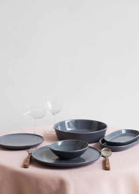 The Mia Noon Oval Servis 2li Gri 29 cm - Resim 2