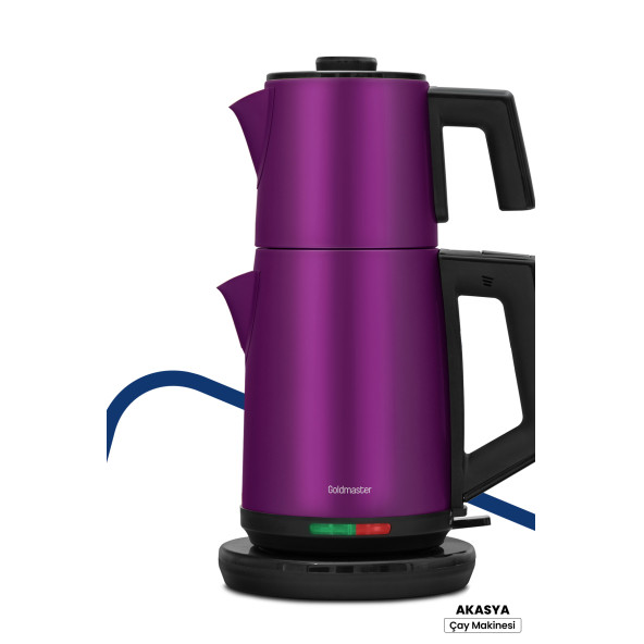 GOLDMASTER Gm7344v Akasya Violet Xl 2200 Watt Patentli Damlatmayan Tasarımı Çelik Çay Makinesi Ve Su Isıtıcısı - 1