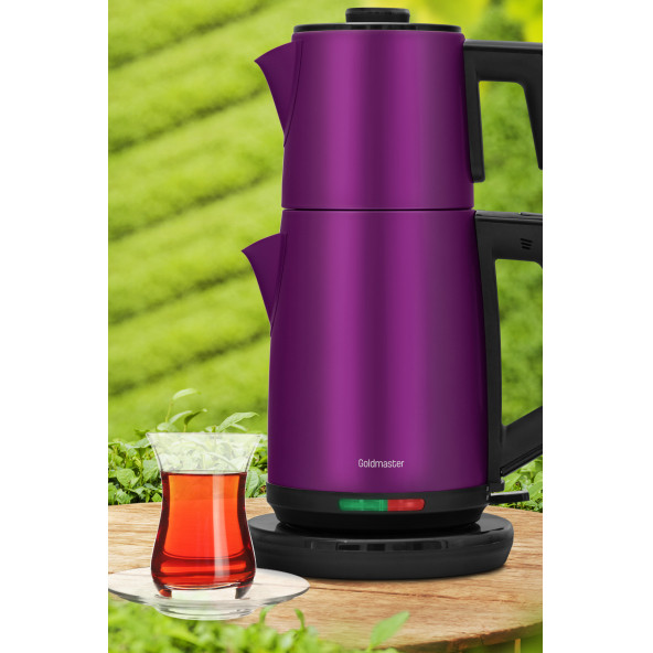 GOLDMASTER Gm7344v Akasya Violet Xl 2200 Watt Patentli Damlatmayan Tasarımı Çelik Çay Makinesi Ve Su Isıtıcısı - 4