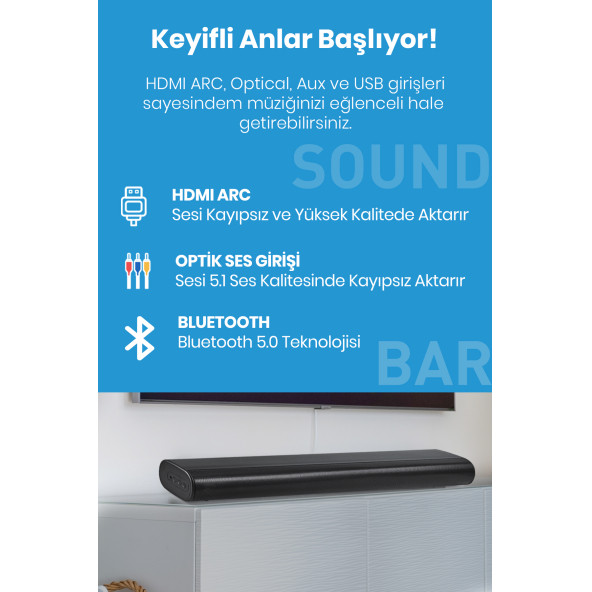 GOLDMASTER Sw-910 Kablolu Soundbar Woofer Bluetooth Hdmı Ses Sistemi - 6