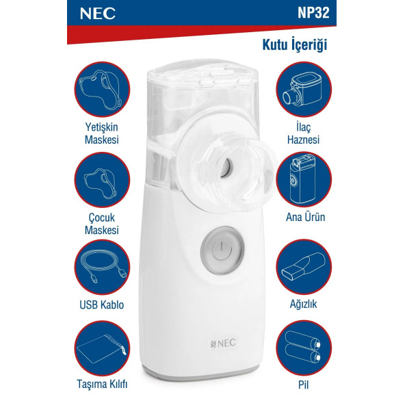 Nec Taşınabilir Mini Mesh Nebulizatör Şarjlı Sessiz Hafif Hava Makinesi - 4
