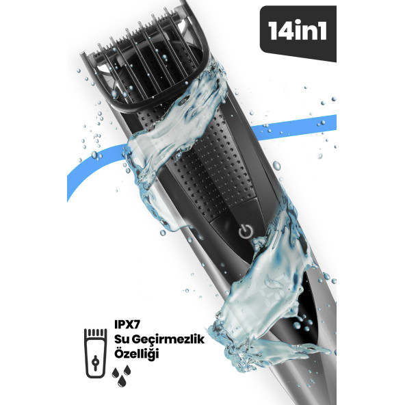 GOLDMASTER Matrix Led Ekranlı Kablolu Kablosuz Islak Kuru Ipx7 14 In 1 Full Standlı Erkek Bakım Seti - 4