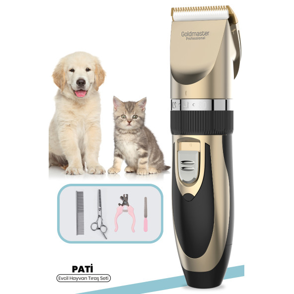GOLDMASTER Pati 9in1 Şarjlı Kedi Köpek Tıraş Makinesi Pet Evcil Hayvan Tüy Kesme Aparatlı Gm-8182