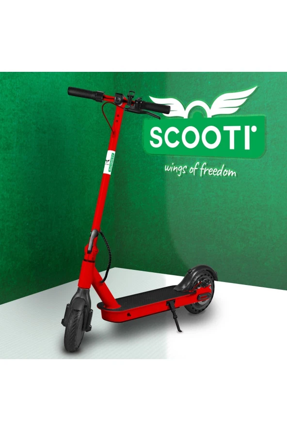 scooti Kırmızı Katlanabilir Farlı Elektrikli Scooter