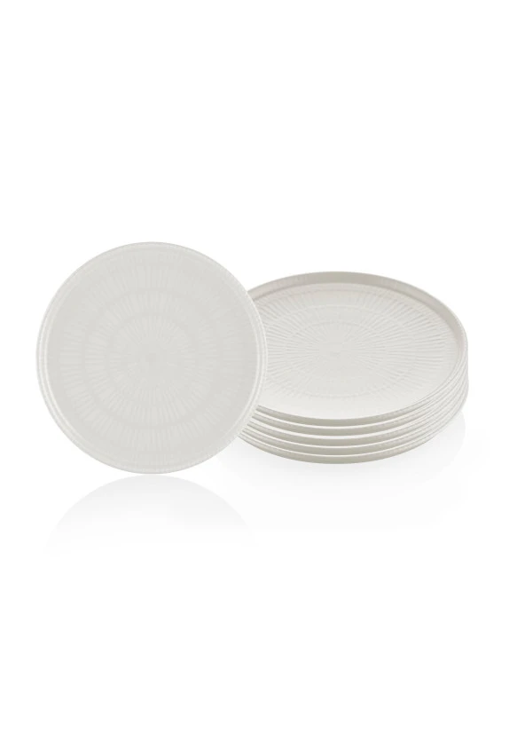 The Mia Noon Pasta Tabağı 6lı Set Krem 19 cm - Resim 3