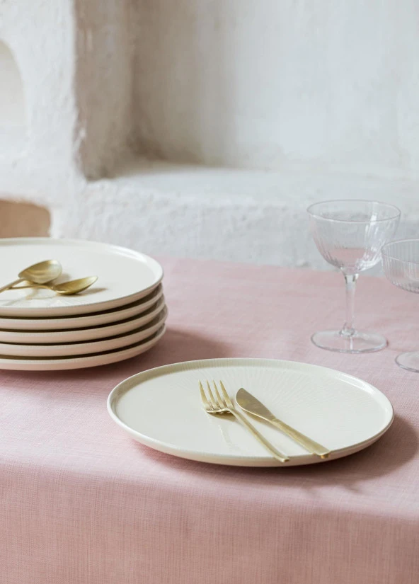 The Mia Noon Pasta Tabağı 6lı Set Krem 19 cm - Resim 4