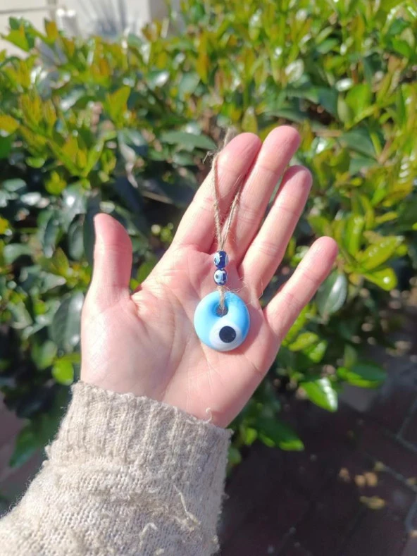 Cam Nazar Boncuğu 3 cm Şeytan Göz Kovucu Ev Araba Ağaç Duvar Bahçe Süsleme Kolye - 2