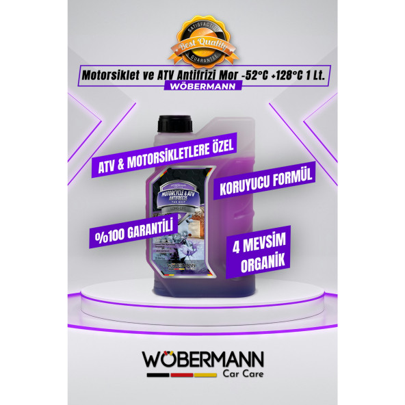 Wöbermann Motorsiklet ve ATV Antifrizi Mor 4 Mevsim Organik G13 -52°C +128°C 1 Lt. - 3