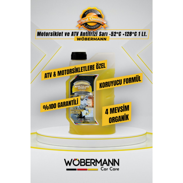 Wöbermann Motorsiklet ve ATV Antifrizi Sarı 4 Mevsim Organik G13 -52°C +128°C 1 Lt. - 3