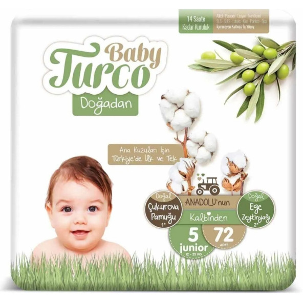 Baby Turco Doğadan 5 Numara Junior 72'li Bebek Bezi