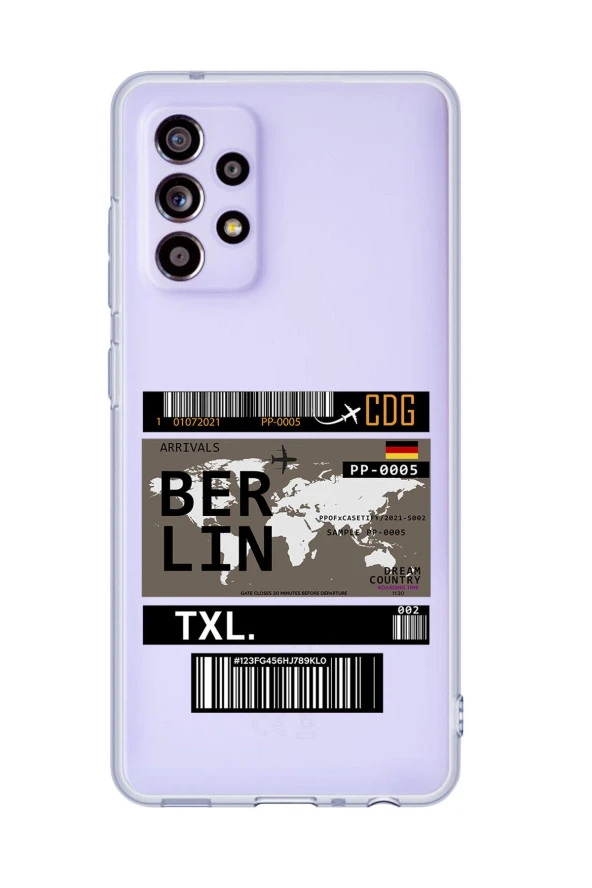 Galaxy A13 Uyumlu Berlin Ticket Desenli Premium Şeffaf Silikonlu Telefon Kılıfı ürün görseli