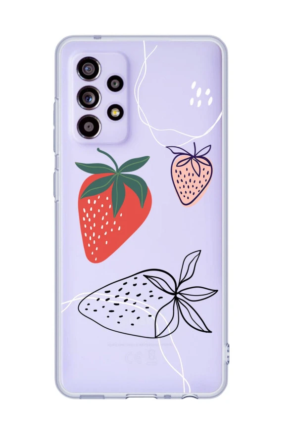 Galaxy A13 Uyumlu Çilek Desenli Desenli Premium Şeffaf Silikonlu Telefon Kılıfı ürün görseli