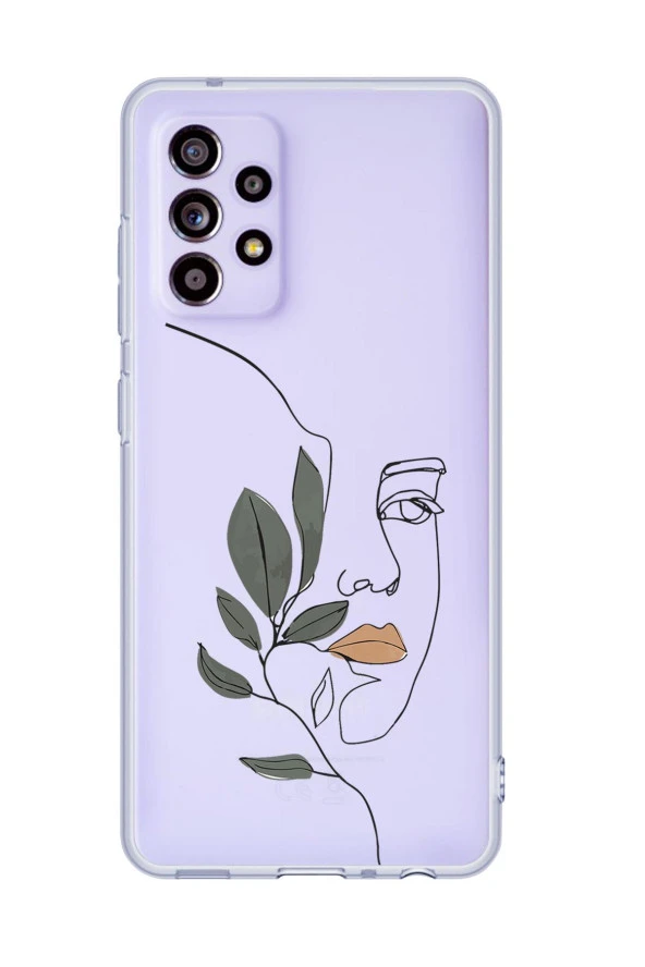Galaxy A13 Uyumlu Line Art Women Desenli Premium Şeffaf Silikonlu Telefon Kılıfı ürün görseli