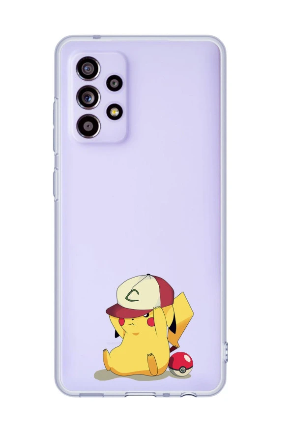 Galaxy A13 Uyumlu Şapkalı Pikaçu Desenli Premium Şeffaf Silikonlu Telefon Kılıfı ürün görseli