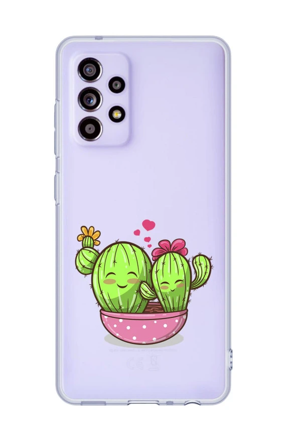 Galaxy A13 Uyumlu Sevimli Kaktüs Desenli Premium Şeffaf Silikonlu Telefon Kılıfı ürün görseli