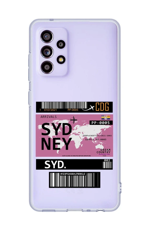 Galaxy A13 Uyumlu Sydney Ticket Desenli Premium Şeffaf Silikonlu Telefon Kılıfı ürün görseli