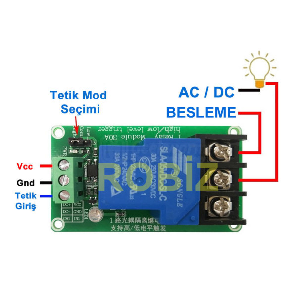 5V 1 Kanal 220V 30A Röle Modül Yüksek Akım Güç Kontrol Anahtarı Opto İzolasyon Düşük/Yüksek Tetik - 8