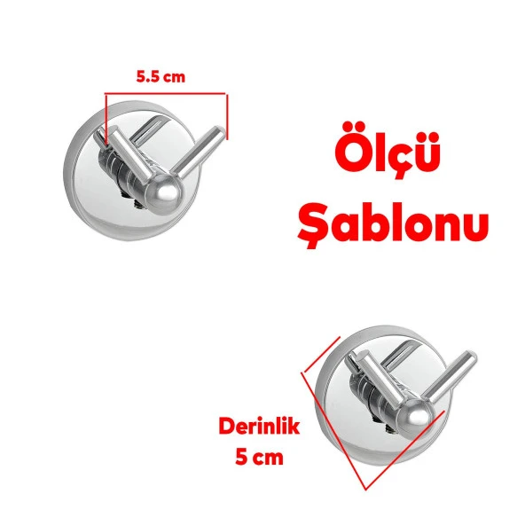 Vidalı Banyo Lavabo Wc Askısı Çatal 2'li Askılık Krom Renk Metal Sağlam Aparat Bornoz Havlu Asma Askı - Resim 4