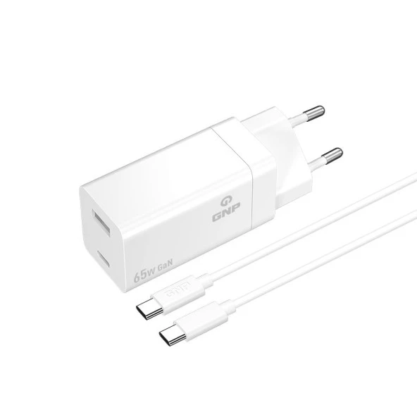 Gnp 65w Gan Type-c To Type -C Seyahat Şarj Aleti Beyaz