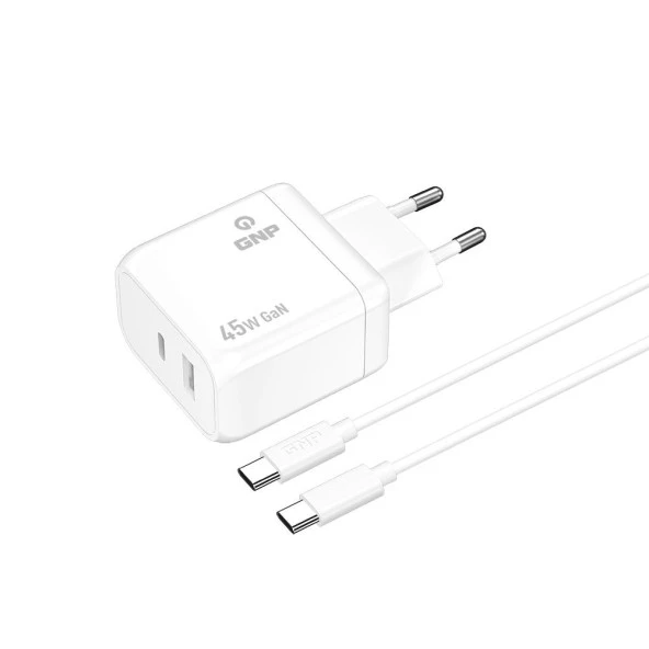 Gnp 45w Gan Type-c To Type -C Seyahat Şarj Aleti Beyaz