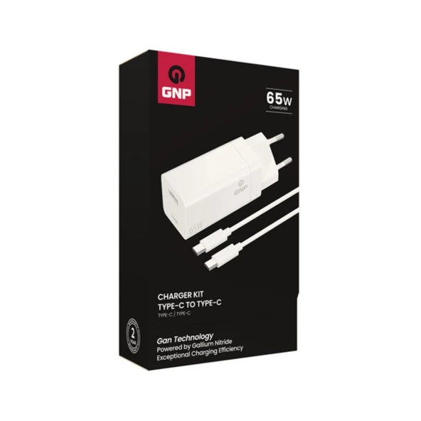 Gnp 65w Gan Type-c To Type -C Seyahat Şarj Aleti Beyaz - 3