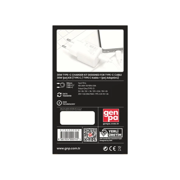 Gnp 30w Gan Type-c To Type -C Seyahat Şarj Aleti Beyaz - 3