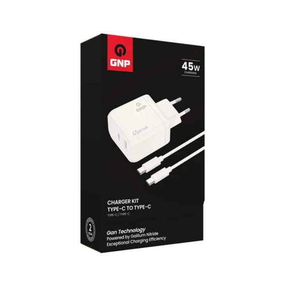 Gnp 45w Gan Type-c To Type -C Seyahat Şarj Aleti Beyaz - 3