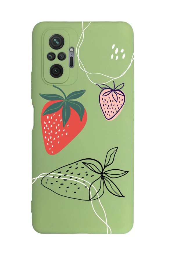 Xiaomi Redmi Note 10 Pro Uyumlu Çilek Desenli Desenli Premium Silikonlu Lansman Telefon Kılıfı ürün görseli