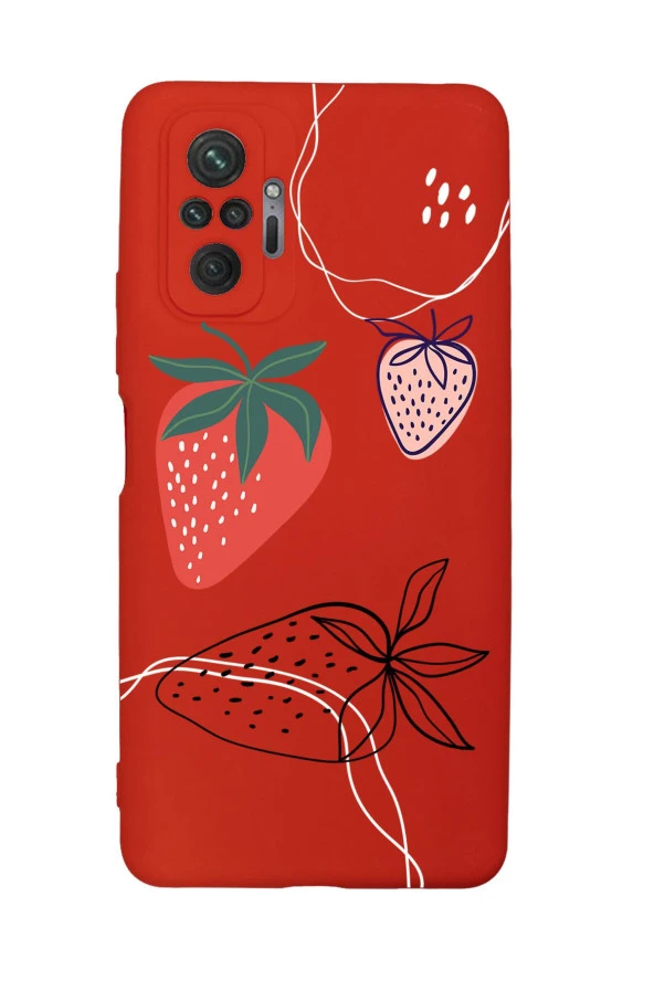 Xiaomi Redmi Note 10 Pro Uyumlu Çilek Desenli Desenli Premium Silikonlu Lansman Telefon Kılıfı - Resim 3