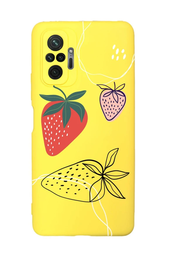 Xiaomi Redmi Note 10 Pro Uyumlu Çilek Desenli Desenli Premium Silikonlu Lansman Telefon Kılıfı - Resim 4