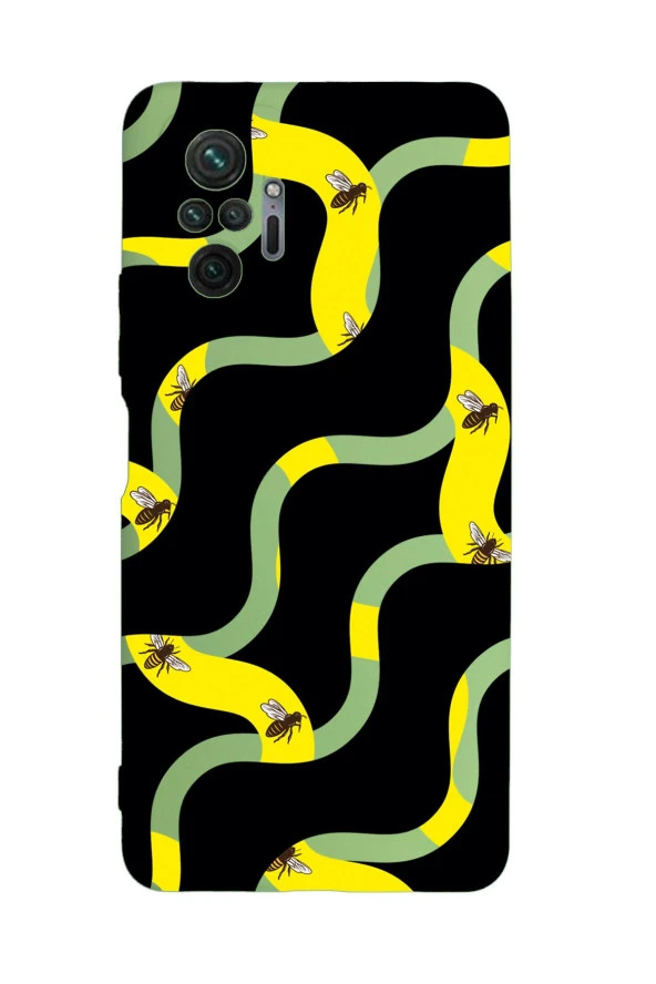 Xiaomi Redmi Note 10 Pro Max Uyumlu Wavy Bee Desenli Premium Silikonlu Lansman Telefon Kılıfı ürün görseli