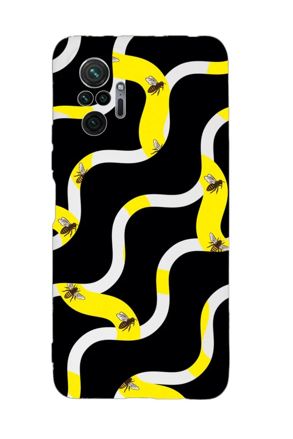 Xiaomi Redmi Note 10 Pro Max Uyumlu Wavy Bee Desenli Premium Silikonlu Lansman Telefon Kılıfı - Resim 2