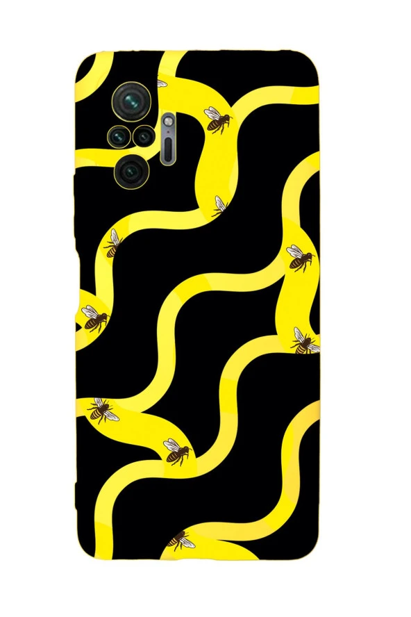 Xiaomi Redmi Note 10 Pro Max Uyumlu Wavy Bee Desenli Premium Silikonlu Lansman Telefon Kılıfı - Resim 4