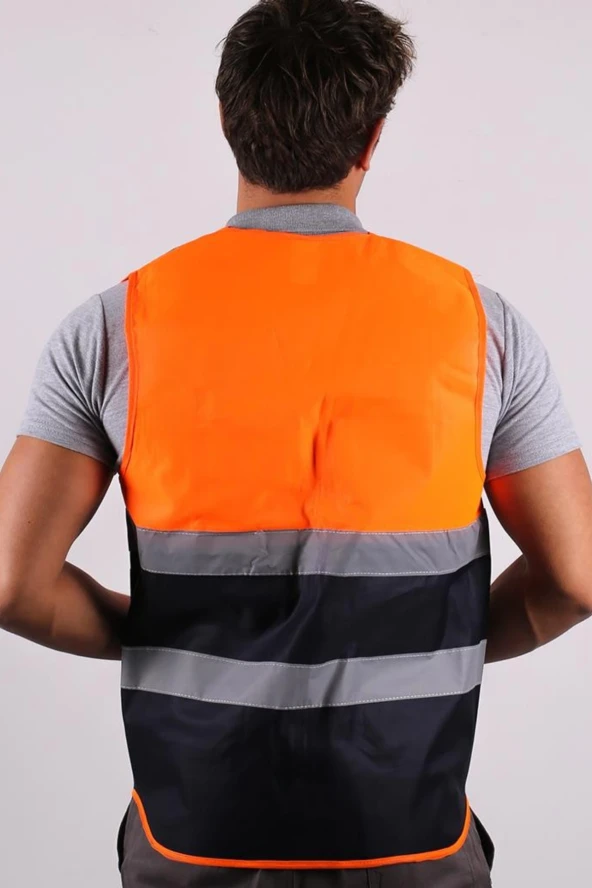 TURUNCU-MAVİ MÜHENDİS TİPİ İKAZ YELEĞİ - 2