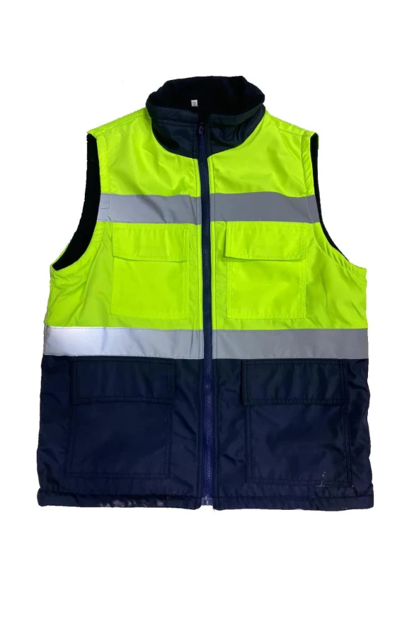 YEŞİL-MAVİ POLARLI KIŞLIK İKAZ YELEĞİ