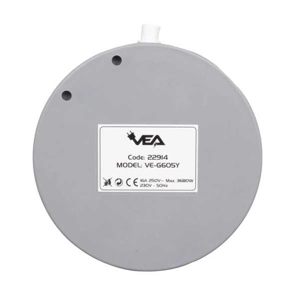 VEA VE-G605Y 5'li Grup Kablolu 1.5 Metre Anahtarlı Golyat Fiş 3680 Watt 16 Amper Priz Çocuk Korumalı - 3
