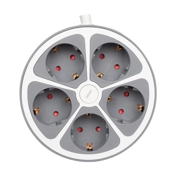 VEA VE-G605Y 5'li Grup Kablolu 1.5 Metre Anahtarlı Golyat Fiş 3680 Watt 16 Amper Priz Çocuk Korumalı - 1