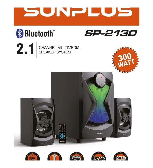 TAYFUN SUNPLUS SP-2130 2+1 USB/MP3/SD/FM BLUETOOTH 300W MULTIMEDIA
